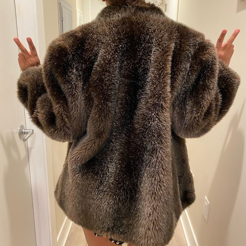 Dark brown fur coat